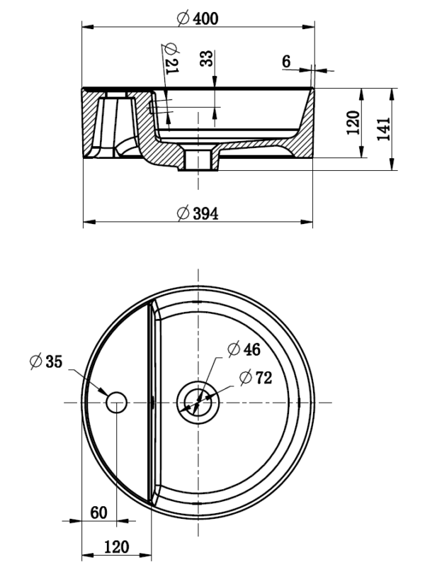 MG-7128B - Round Basin 400X400X140 - Image 2