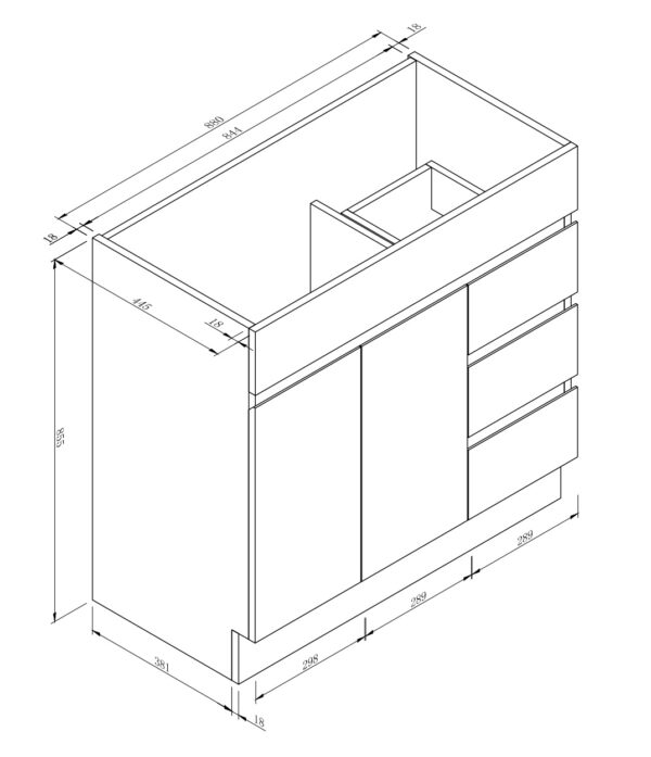 JQD-900-R - Rhd K/Board Vanity 900*460 - Image 2