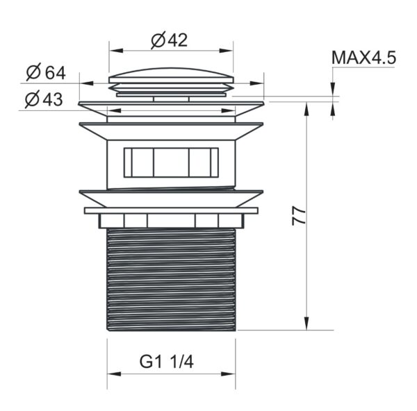 107-40 - Pop-Up Waste WITH Over Flow 40mm - Image 2