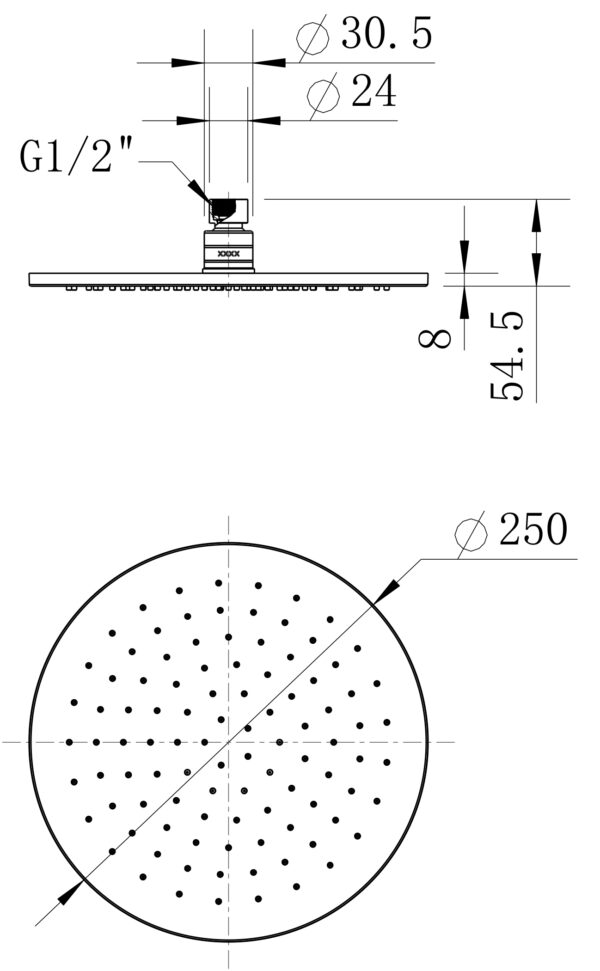 25R - Shower Head 250mm - Image 2