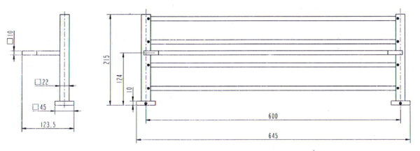 6021 - Sq Bath Towel Shelf 600mm - Image 2