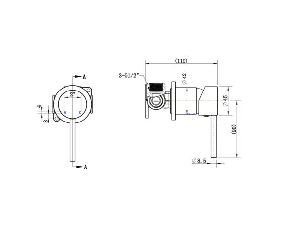 70W-60 - Wall Mixer 64mm - Image 2