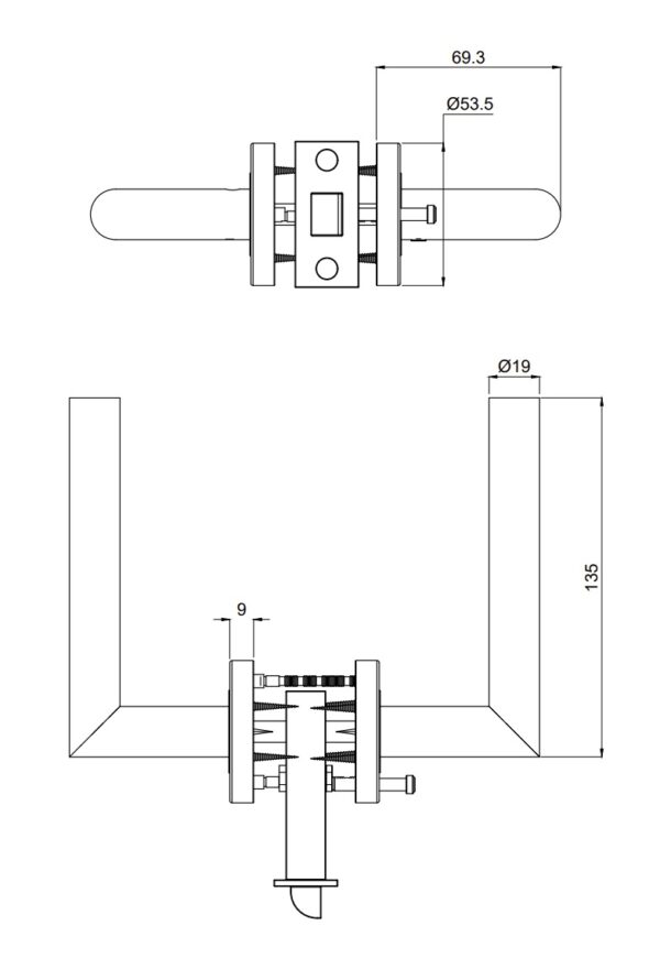JD-MH607F - Brass Door Handle With Lock - Image 2