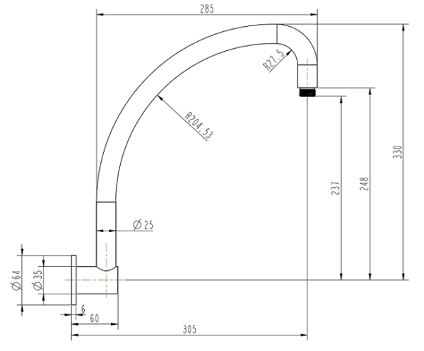 SHA-825 - Rd Wall Shower Arm - Image 2