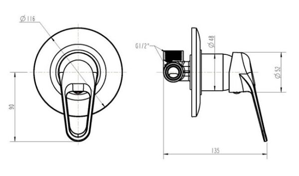 TK72W - Duck Handle Wall Mixer - Image 2
