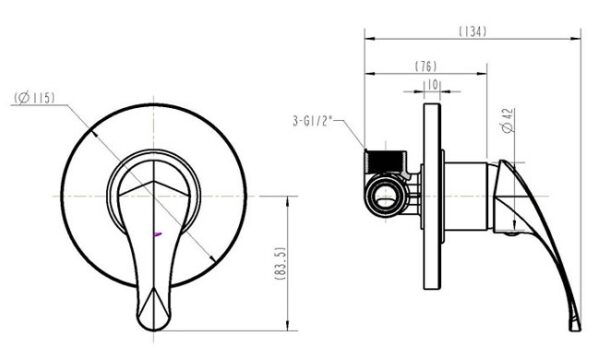 TK73W - Solid Handle Wall Mixer - Image 2