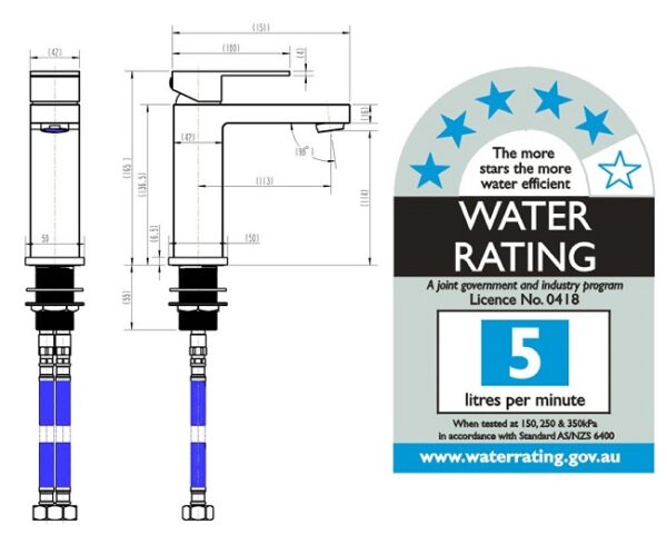 TYO-43B - Square Basin Mixer - Image 2
