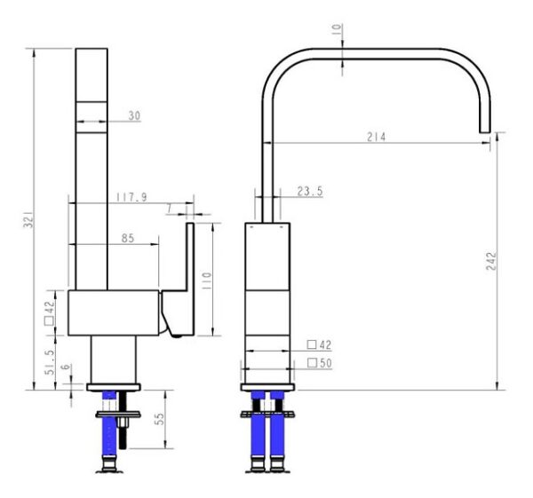 TYO-43K - Square Kitchen Mixer - Image 2