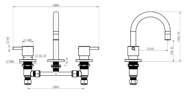 TPR-101 - Basin Set - Round Handle - Image 2