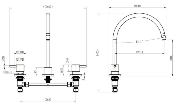 TPR-102 - Basin/Sink Set - Round Handle - Image 2