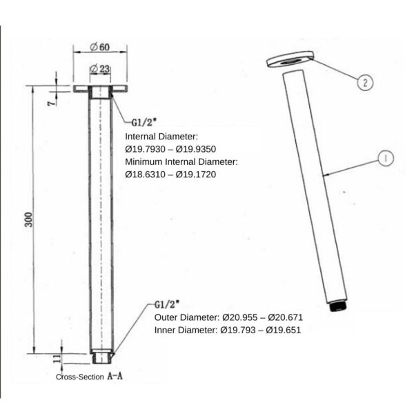 008 - Ceiling Arm 300mm - Image 2