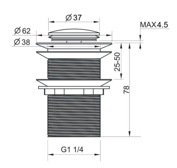 107-32 - Pop-Up Waste NO Over Flow 32mm - Image 2